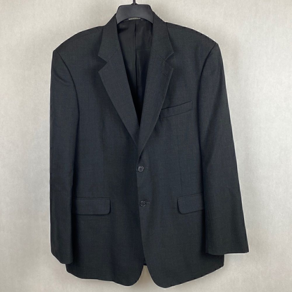 Stafford Suit Coat Jacket Blazer Size 44L Charcoal Gray Two Button